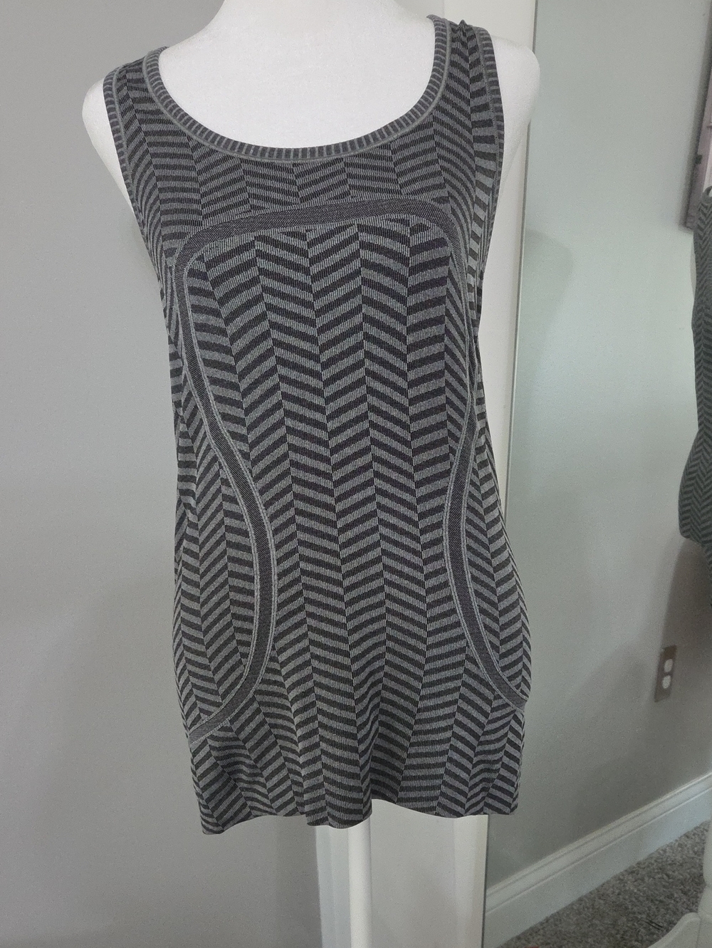 lululemon athletica Sleeveless Chevron Knit Tank- Gray/Black